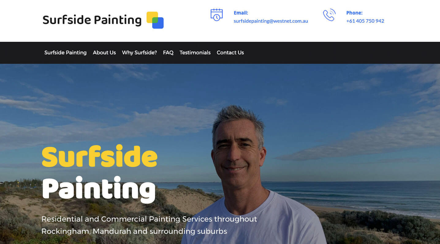 Surfside Painting Services Website Home Page