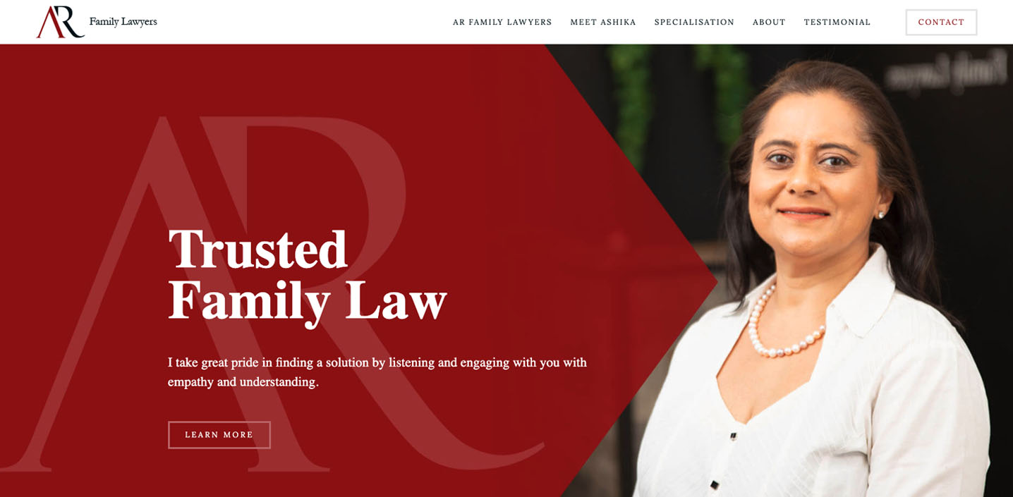 AR Family Lawyers Website Home Page