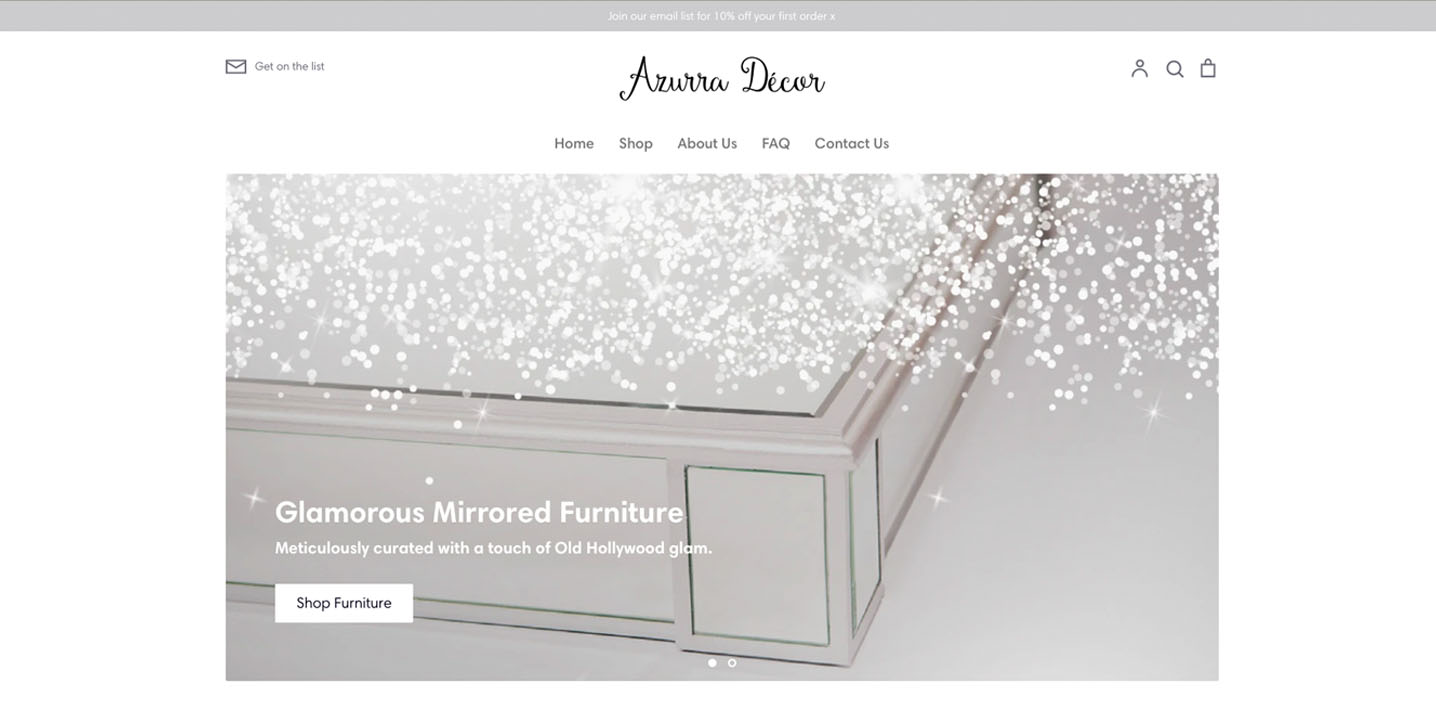 Azurra Decor Website Home Page