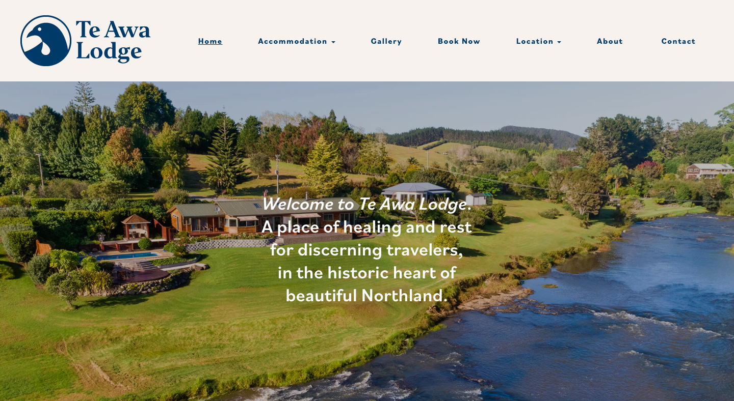 Te Awa Lodge Website Home Page